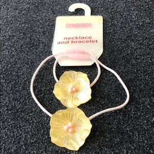 Gymboree Yellow Flower Charms With Pink Cord Necklace and Bracelet Set